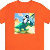 Penguin Dino Unisex T-Shirt, cute penguin shirt, dinosaur apparel - Subtle Blue M